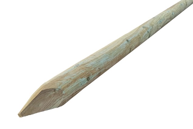 Dřevěný kůl se špicí, průměr 60 mm, délka 2500 mm, Severská borovice, IMPREGNOVANÁ, zelená