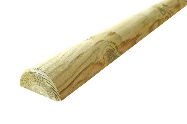 Dřevěná půlkulatina, průměr 100 mm, délka 3000 mm, Severská borovice, impregnovaná, zelená