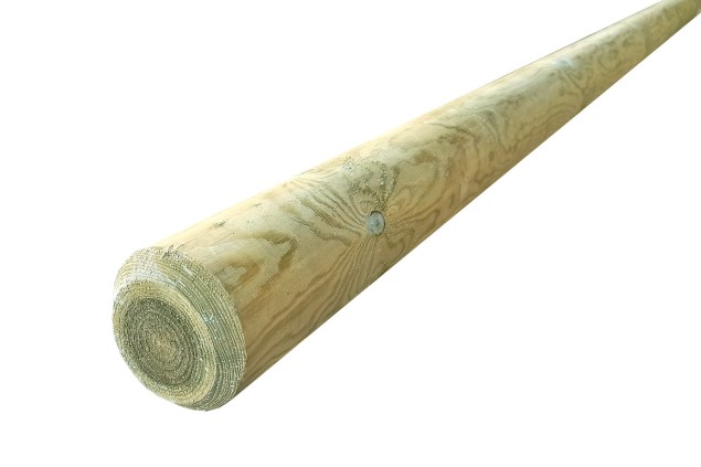Dřevěná kulatina, průměr 100 mm, délka 2500 mm, Severská borovice, IMPREGNOVANÁ, zelená